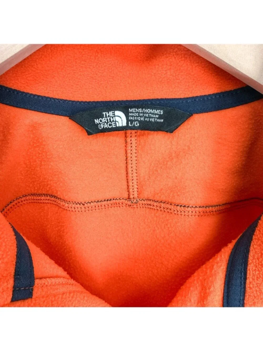 The North Face Sweater Mens Large Orange 1/4 Zip Fleece Pullover‎ Hiking Outdoor